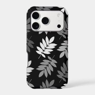 Motif Grande Feuille Elder Noir Blanc Gris