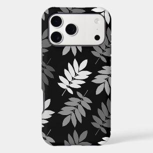 Motif Grande Feuille Elder Noir Blanc Gris