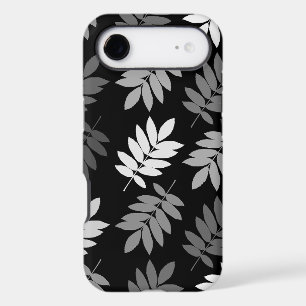 Motif Grande Feuille Elder Noir Blanc Gris
