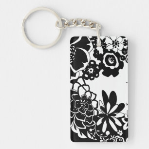 Motif graphique de jardin floral noir et blanc