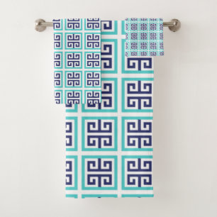 Motif grec Navy Blue Aqua