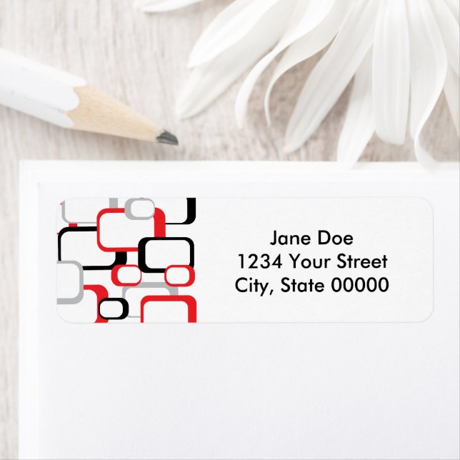 Motif gris rouge noir rétro Carré (En situation)