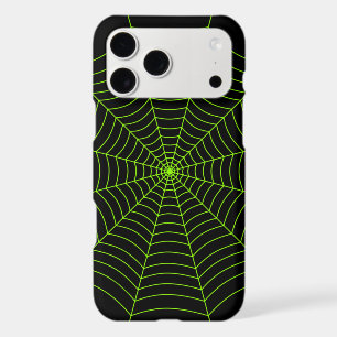 Motif Halloween toile d'araignée vert néon noir