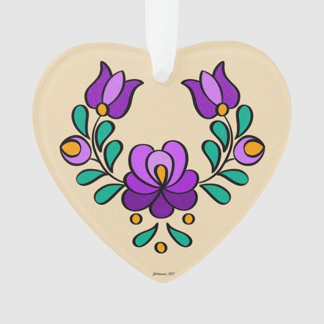 Motif hongrois de broderie, "Matyó" - violet (devant)