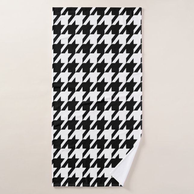 Motif Houndstooth noir et blanc (Serviette de bain)