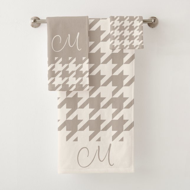 Motif Houndstooth Taupe Neutre Personnalisé (En situation)