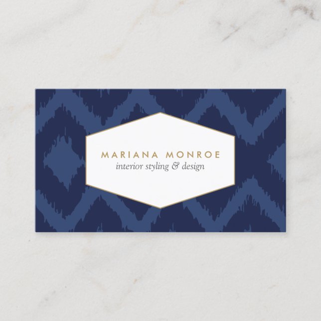 Motif Ikat dans Carte de visite de Blue Designer (Devant)