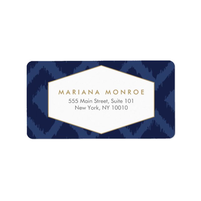 Motif Ikat dans Étiquette de adresse de Blue Desig (Devant)