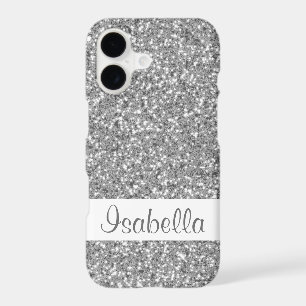 Motif imitation paillettes argentées avec nom