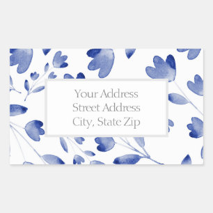 Motif Indigo Blue Watercolor Étiquette
