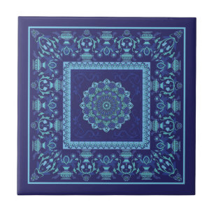 Motif islamique tons bleus carreaux en céramique