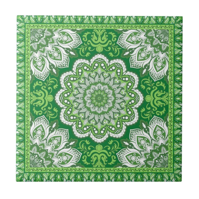 Motif islamique Tons verts Carreaux en céramique (Devant)