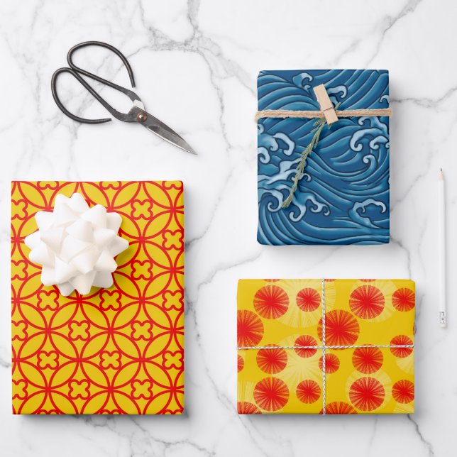 motif japonais cool Enveloppement Feuilles papier (Recto)