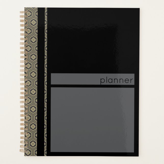 Motif japonais Tortoise noir et or (Devant)