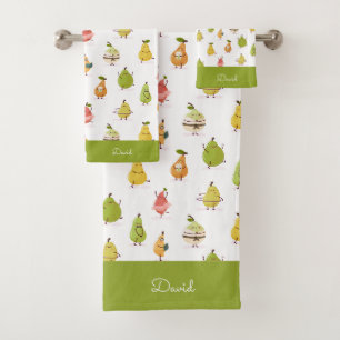 Motif kawaii de poires amusantes