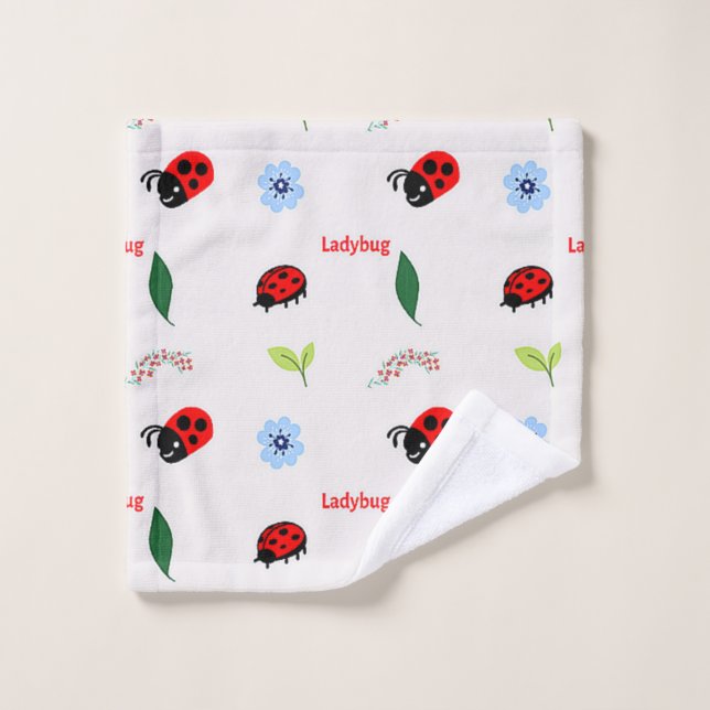 Motif Ladybug sur gris (Gant de toilette)