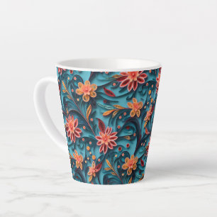 Motif Latte Mug en papier floral sans couture