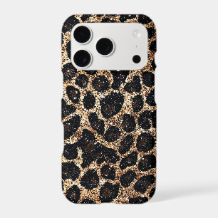 Motif léopard noir marron or pailleté de luxe