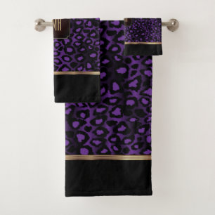Motif Léopard pourpre et noir avec Monogramme