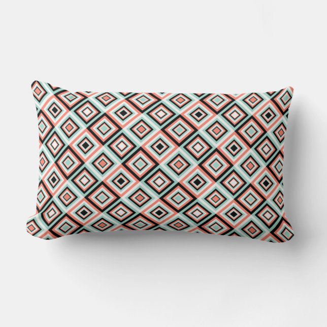Motif Lumbar  de corail et de menthe Coussin (Recto)