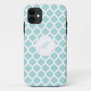 Motif marocain bleu avec Monogram iPhone 5 Coques