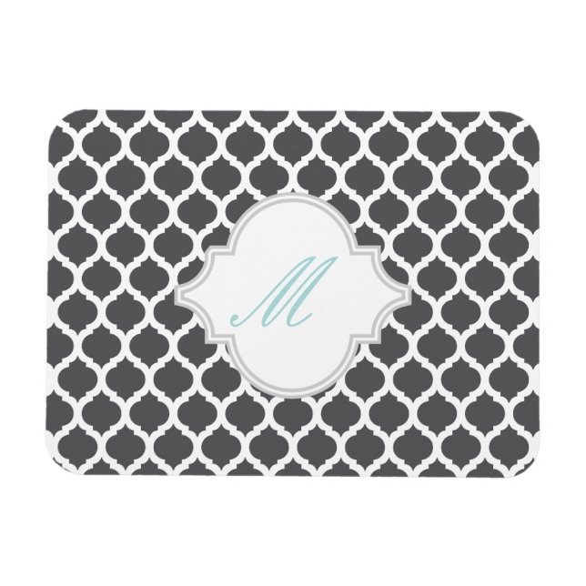 Motif marocain gris avec Magnets Monogrammes (Horizontal)