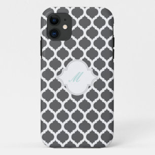 Motif marocain gris avec Monogramme iPhone 5 Coque