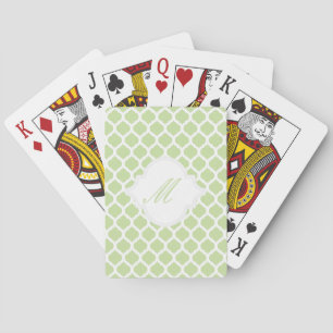 Motif marocain vert avec cartes de jeu Monogramme