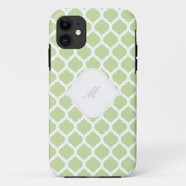 Motif marocain vert avec coques iphone Monogrammes (Dos)