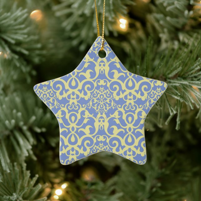 Motif méditerranéen - Ornement bleu et jaune (Arbre)