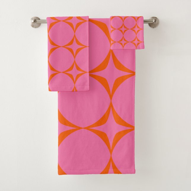 Motif médium rose et orange rétro couleur  (En situation)