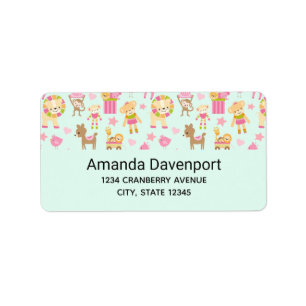 Motif mignon avec Happy Animals & Toys Étiquette