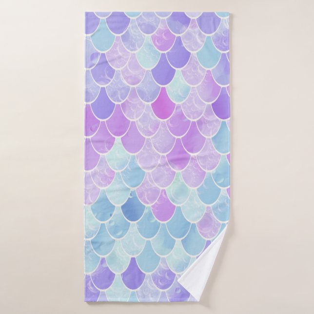 MOTIF MIGNON D'ÉCHELLES DE SIRÈNE DE FILLES, ROSE, (Serviette de bain)