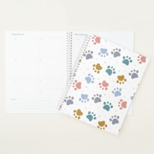 Motif minimaliste aux empreintes de pattes pastel