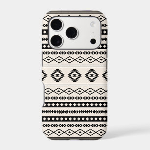 Motif mixte noir sur crème inspiré des Aztèques