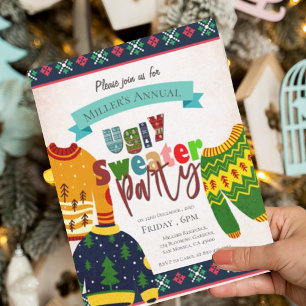 Motif moche de fête de Noël Invitation