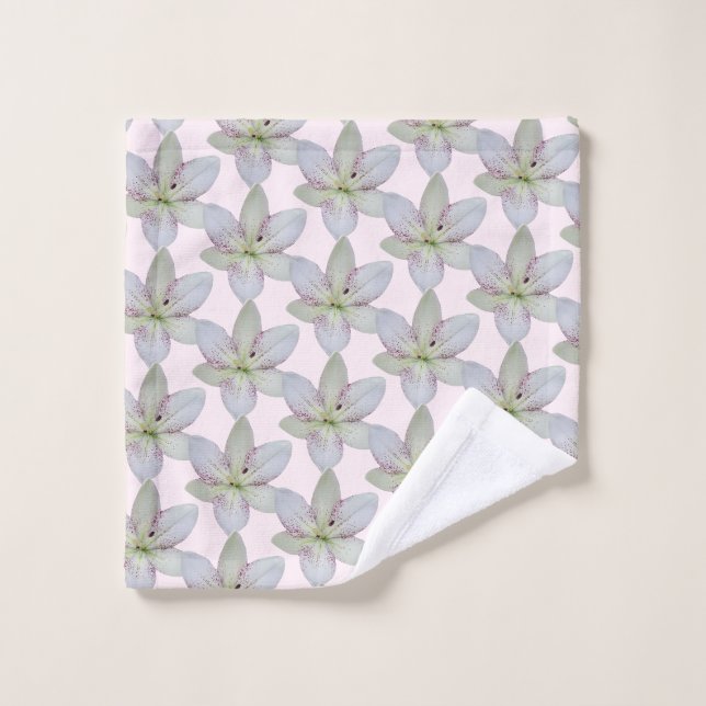 Motif moderne blanc doré à lys (Gant de toilette)