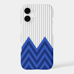 Motif moderne bleu royal chevron rayures grises