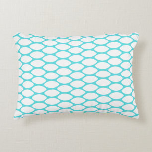 Motif moderne bleu turquoise blanc Accent Coussin