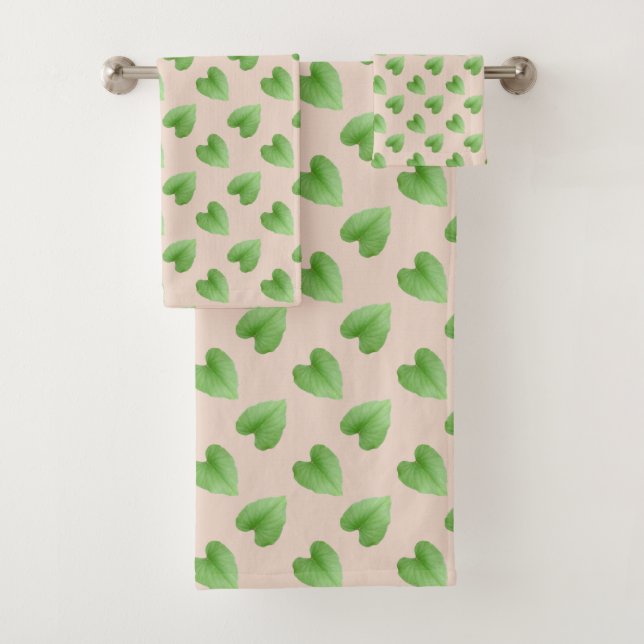 Motif moderne Feuille verte sur Beige (En situation)