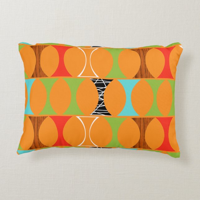 Motif moderne orange du milieu du siècle Coussin (Dos)