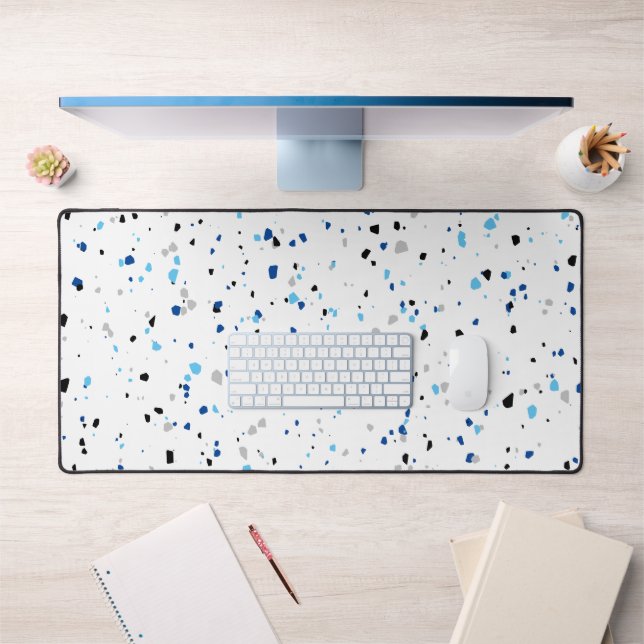 Motif moderne tendance bleu blanc Terrazzo (Bureau 1)