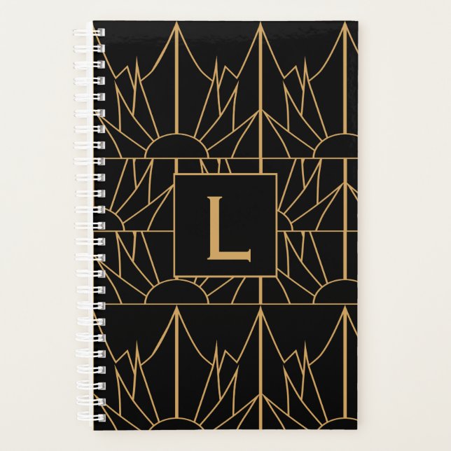 Motif Monogram Gold et Black Art Déco (Devant)