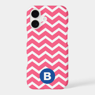 Motif monogramme chevron rose vif et blanc