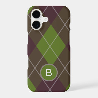 Motif monogramme classique en argyre vert foncé