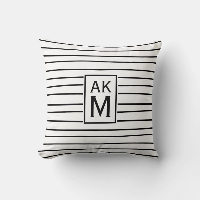 Motif Monogramme Coussin noir et blanc (Recto)