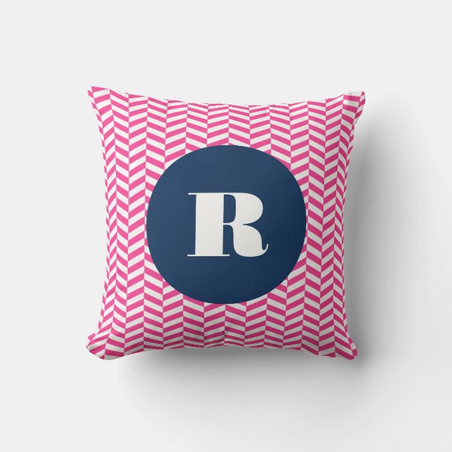 Motif Monogramme Coussin rose chaud (Recto)