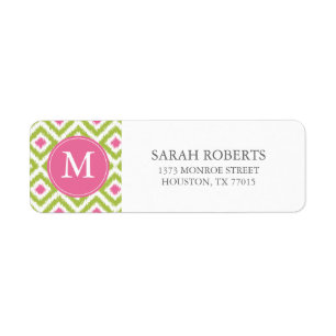 Motif Monogramme de diamants verts roses Ikat