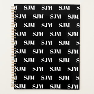 Motif monogramme personnalisé moderne noir et blan