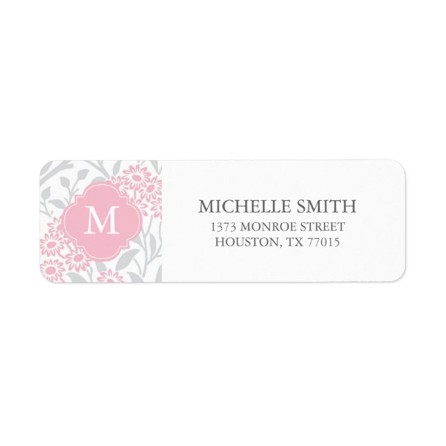 Motif monogramme rose gris floral Damask (Devant)